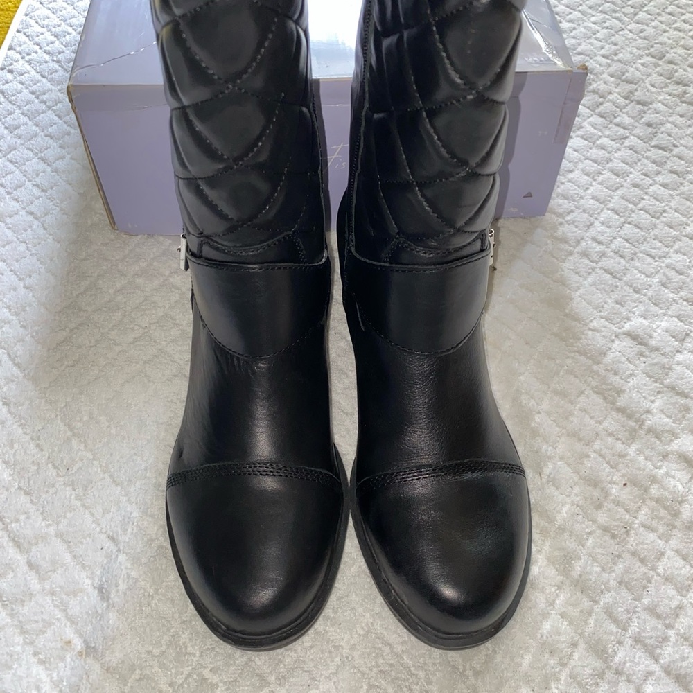 Marc Fisher Leather Combat boot, Black, size 9